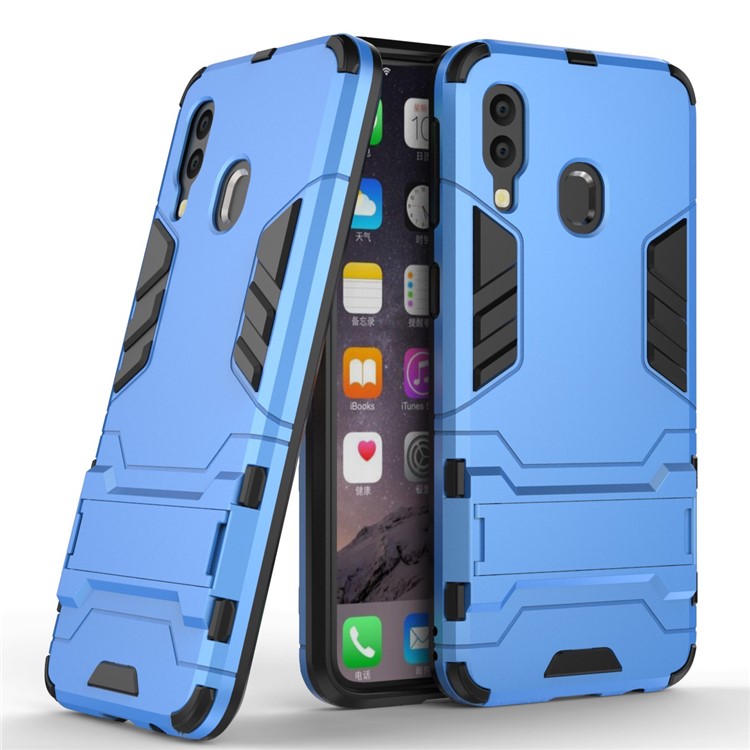 Cool Guard Kickstand PC TPU Hybrid Case for Samsung Galaxy A40 - Baby Blue-1
