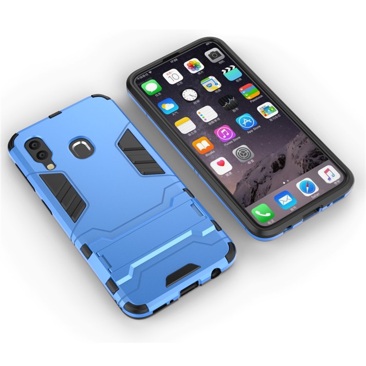 Cool Guard Kickstand PC TPU Hybrid Case for Samsung Galaxy A40 - Baby Blue-3