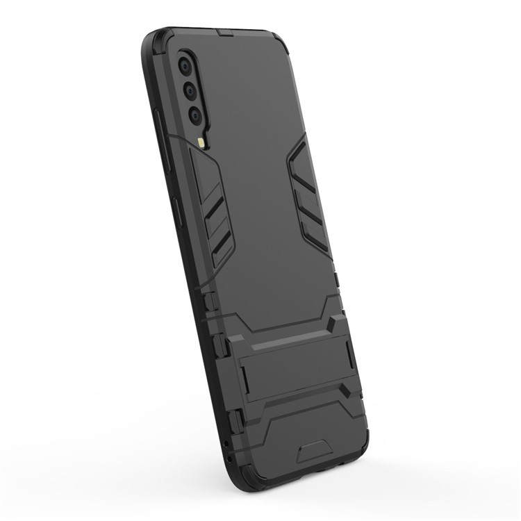 Cool Guard Kickstand PC TPU Hybrid Case for Samsung Galaxy A70 - All Black-6