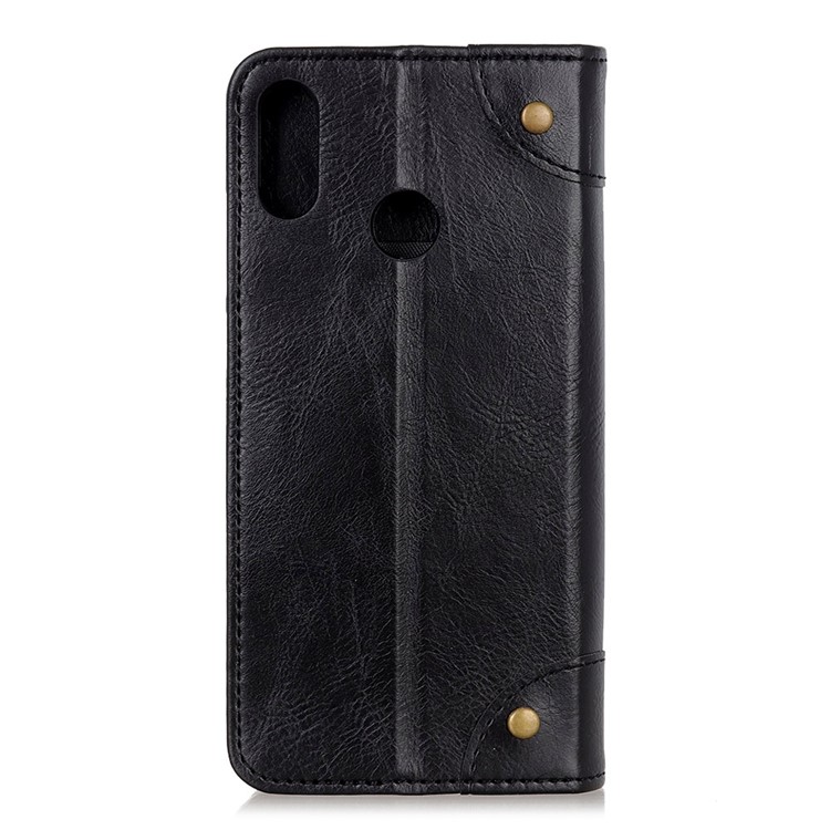 Crazy Horse Auto-absorbed Split Leather Wallet Phone Shell for Samsung Galaxy M20 - Black-3