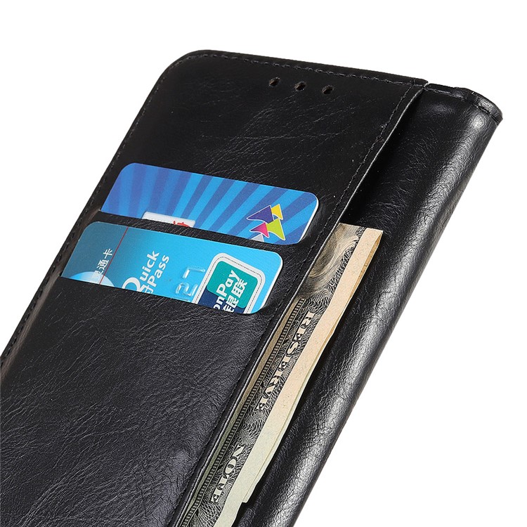 Crazy Horse Auto-absorbed Split Leather Wallet Phone Shell for Samsung Galaxy M20 - Black-4