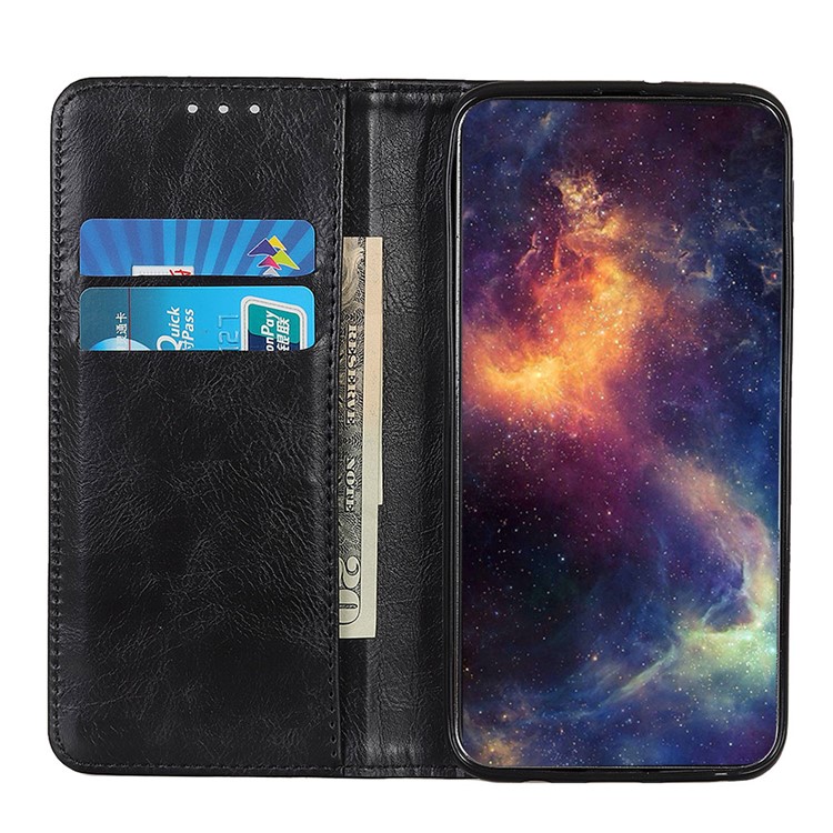 Crazy Horse Auto-absorbed Split Leather Wallet Phone Shell for Samsung Galaxy M20 - Black-6