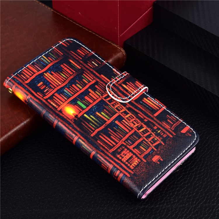 Patterned Leather Wallet Phone Flip Cover for Samsung Galaxy S10e - Bookshelf-10