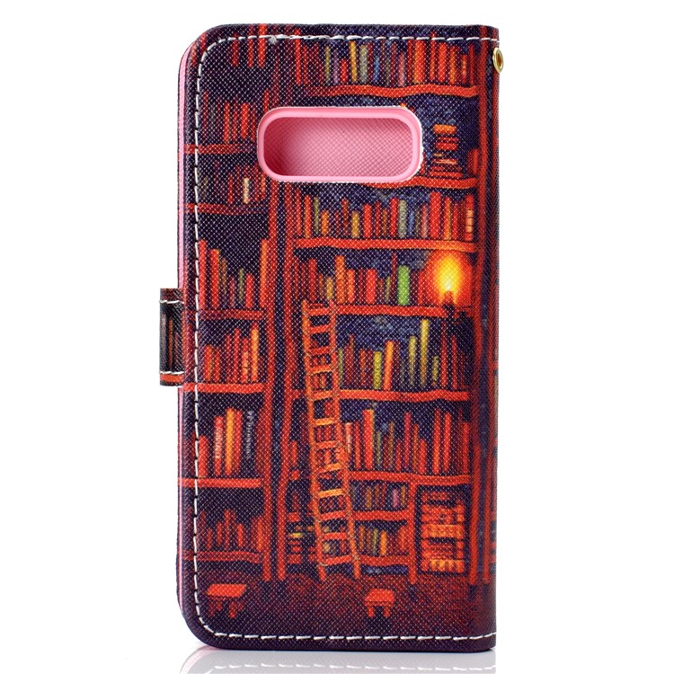 Patterned Leather Wallet Phone Flip Cover for Samsung Galaxy S10e - Bookshelf-3