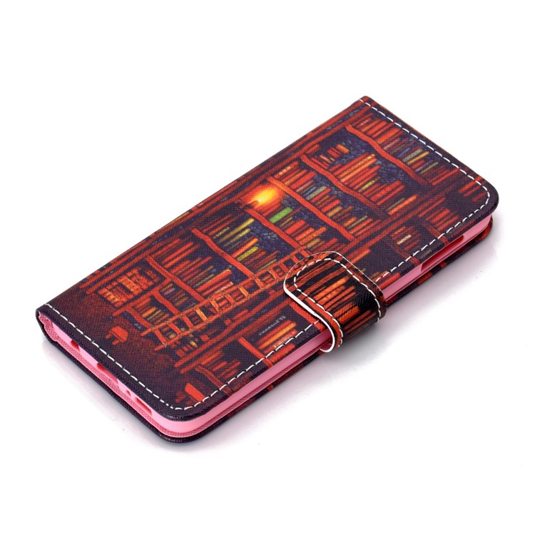 Patterned Leather Wallet Phone Flip Cover for Samsung Galaxy S10e - Bookshelf-7