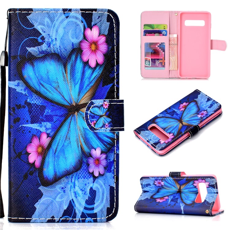 

Кожаный Чехол С Рисунком Для Samsung Galaxy S10 - Голубая Бабочка, Galaxy S10