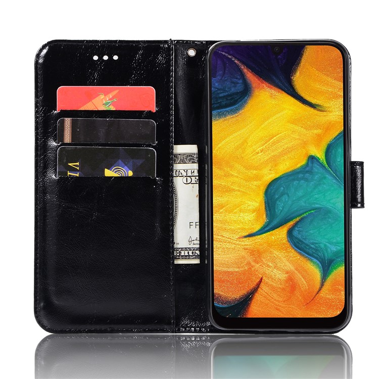 Premium Vintage Leather Wallet Case for Samsung Galaxy A40 - Black-5