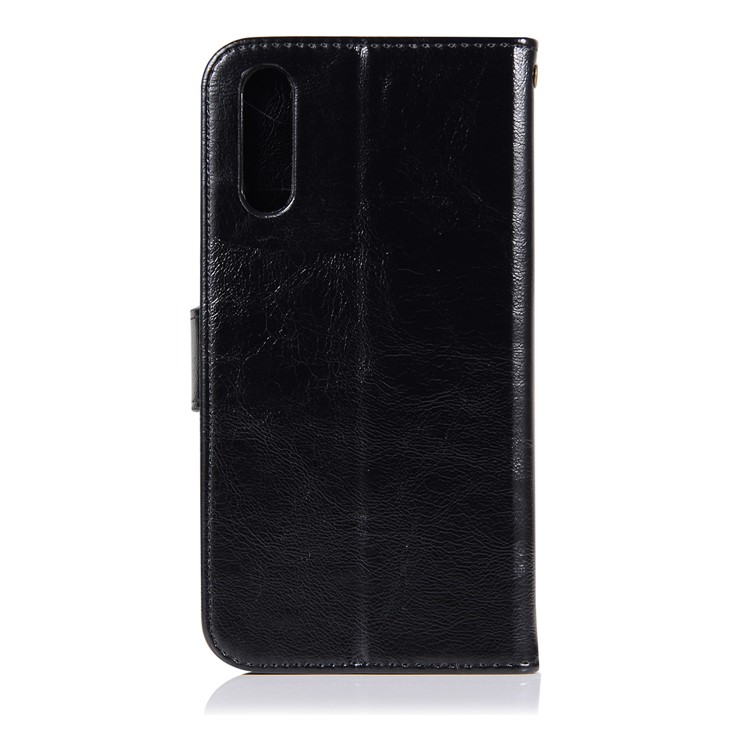 Vintage Premium PU Leather Wallet Case with Stand for Samsung Galaxy A70 - Black-3