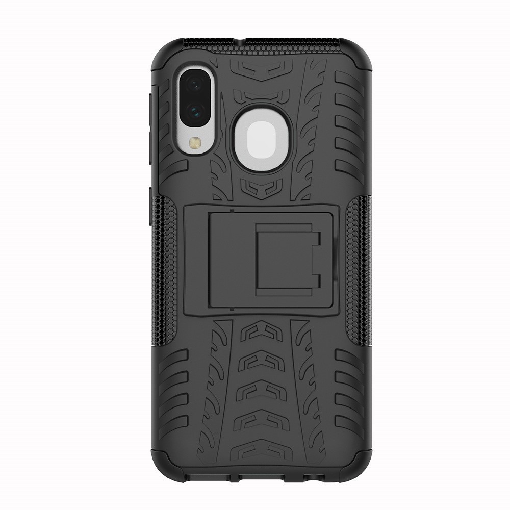 For Samsung Galaxy A40 Cool Tyre PC + TPU Hybrid Case with Kickstand - Black-3