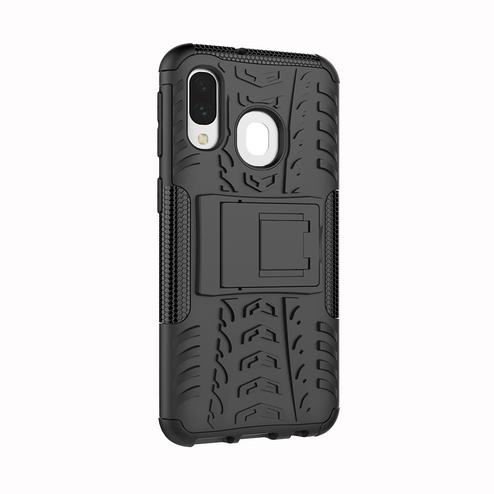 For Samsung Galaxy A40 Cool Tyre PC + TPU Hybrid Case with Kickstand - Black-8