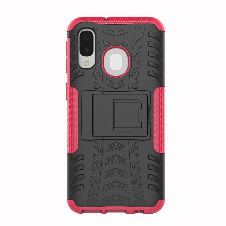 For Samsung Galaxy A40 Cool Tyre PC + TPU Hybrid Case with Kickstand - Rose-3