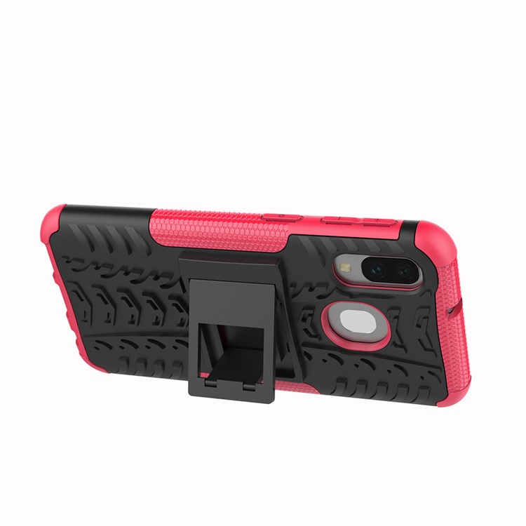 For Samsung Galaxy A40 Cool Tyre PC + TPU Hybrid Case with Kickstand - Rose-5