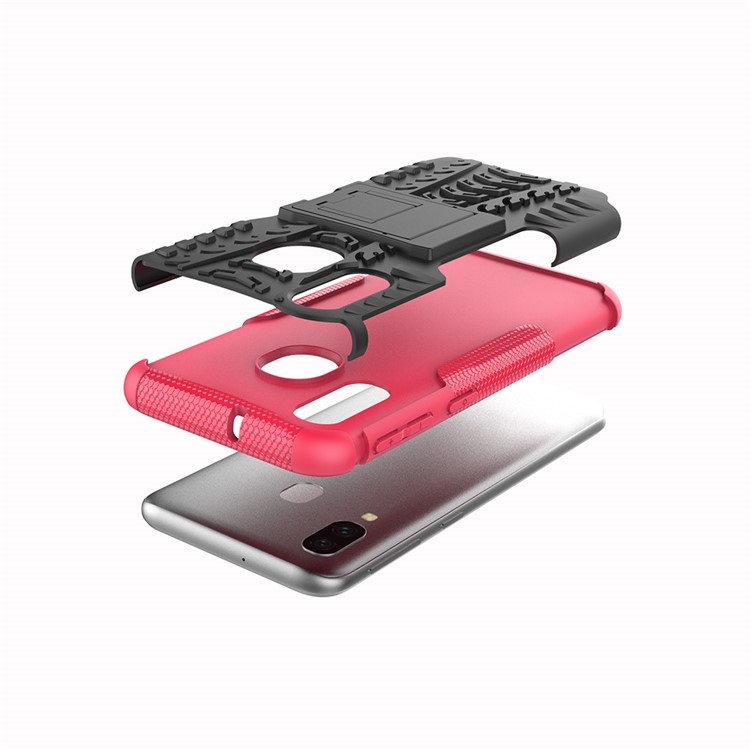 For Samsung Galaxy A40 Cool Tyre PC + TPU Hybrid Case with Kickstand - Rose-6