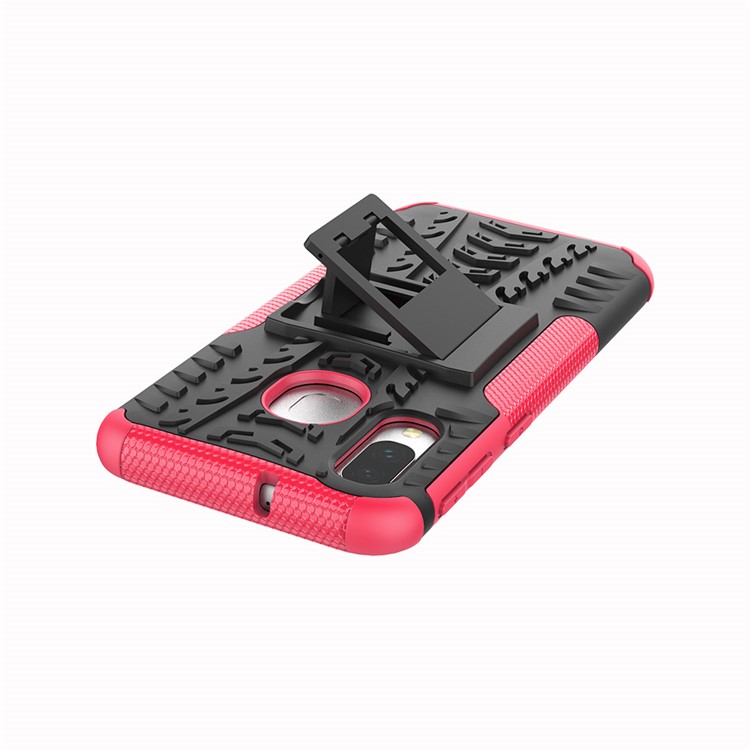 For Samsung Galaxy A40 Cool Tyre PC + TPU Hybrid Case with Kickstand - Rose-7
