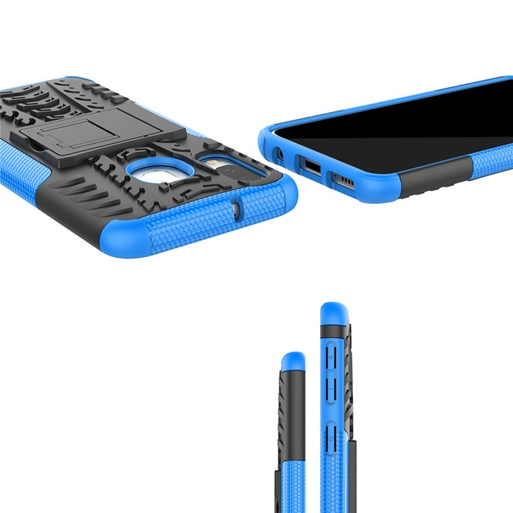 Für Samsung Galaxy A40 Cooler Reifen PC + TPU Hybridkoffer Mit Ständer - Blau-3