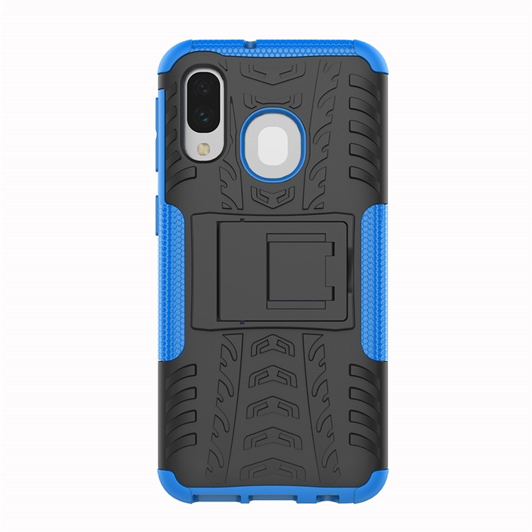 Für Samsung Galaxy A40 Cooler Reifen PC + TPU Hybridkoffer Mit Ständer - Blau-4