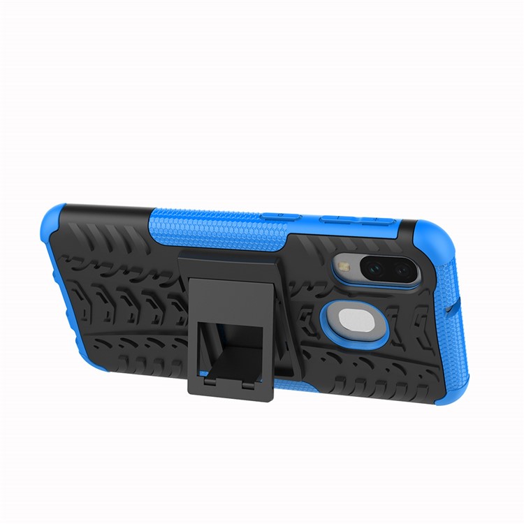 Pour Samsung Galaxy A40 Cool Tire PC + TPU Hybrid Case Avec Kickstand - Bleu