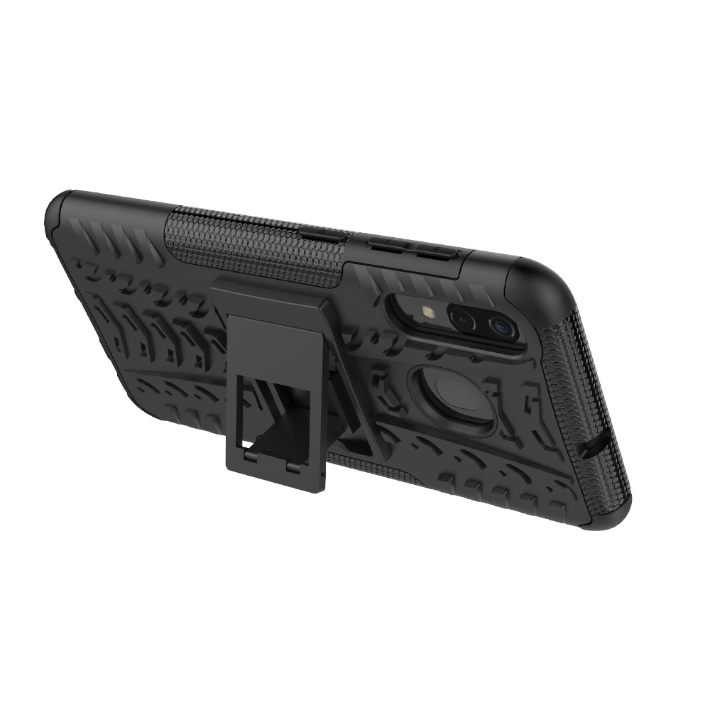 Für Samsung Galaxy A50/A30/A20 Cool Tire PC + TPU Hybrid -hülle Mit Kickstand - Schwarz