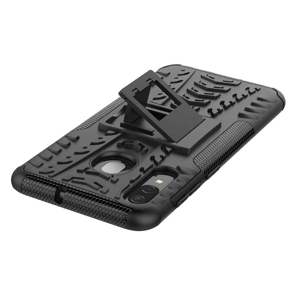 For Samsung Galaxy A50/A30/A20 Cool Tyre PC + TPU Hybrid Case with Kickstand - Black-7