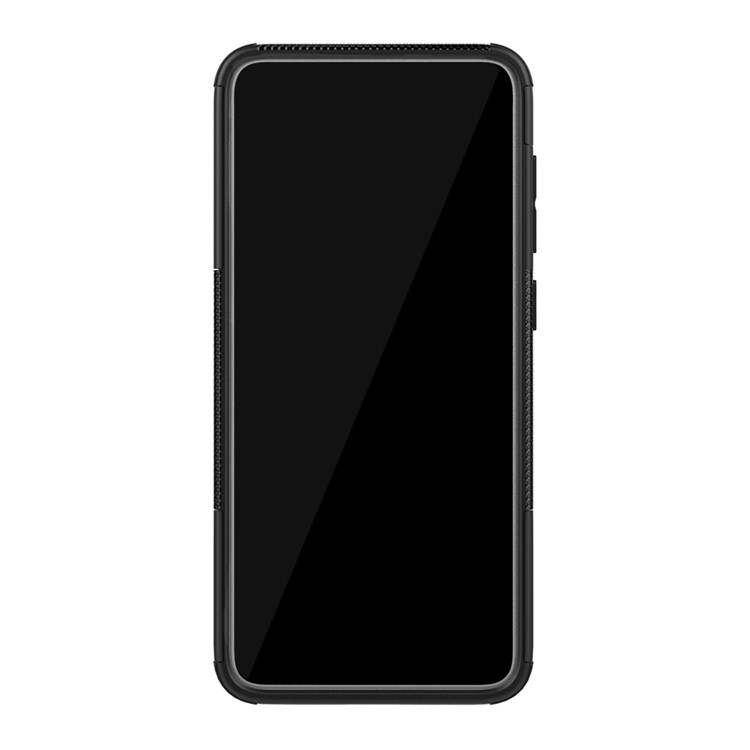 Per Samsung Galaxy A70 Cool Pneumatico PC + copertura Protettiva Ibrida In TPU Con Cavalletto - Nero-4