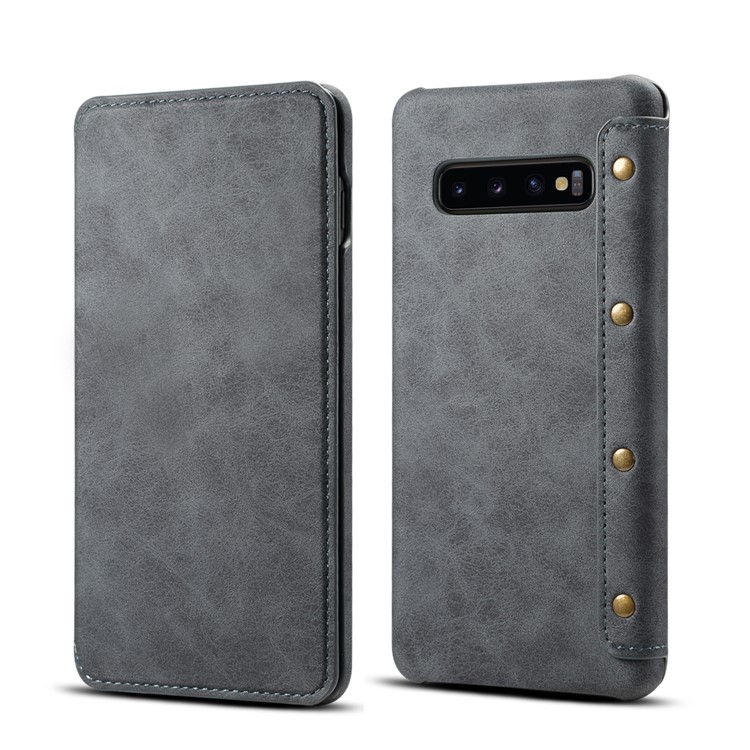 

Для Samsung Galaxy S10 PU Кожаный Бумажник Чехол Для Мобильного Телефона - Темно-серый, Galaxy S10