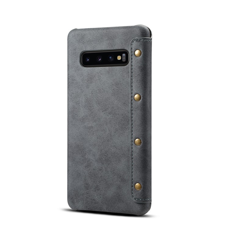 PU Leather Protection Cell Phone Cover with Wallet for Samsung Galaxy S10 Plus - Dark Grey-3