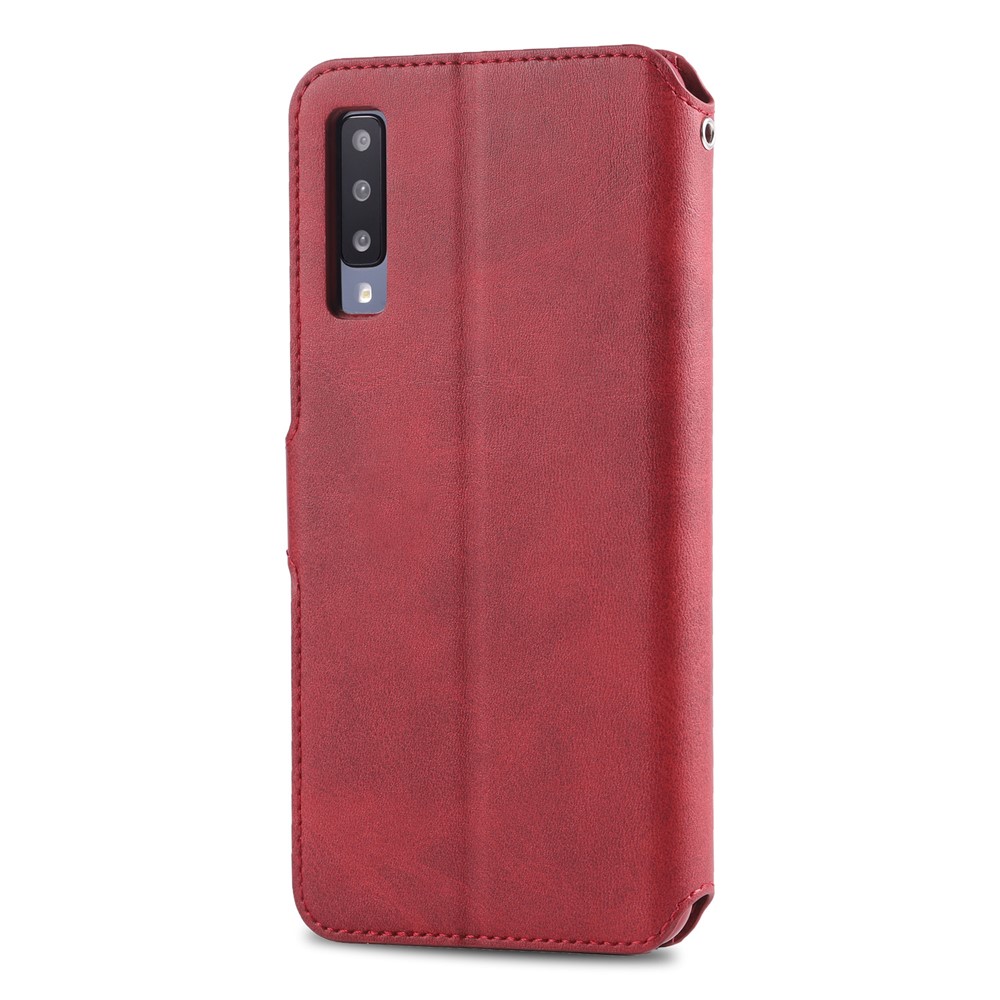 Caixa de Celular de Couro da Azns Wallet Para Samsung Galaxy A50 / A50s / A30s - Vermelho