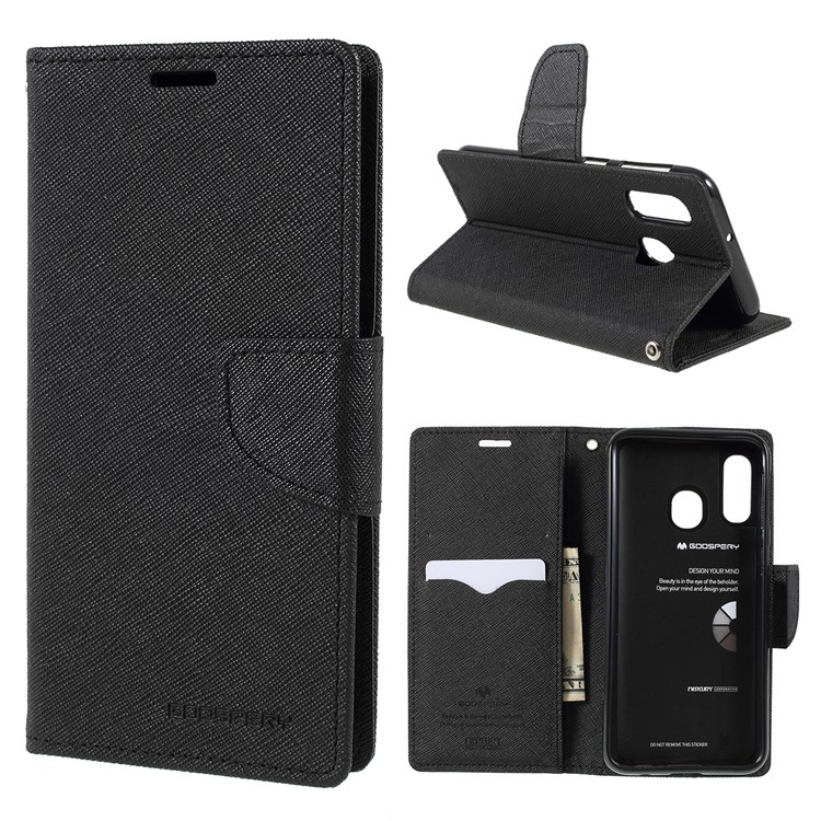 MERCURY GOOSPERY Leather Wallet Case for Samsung Galaxy A40 - Black-1
