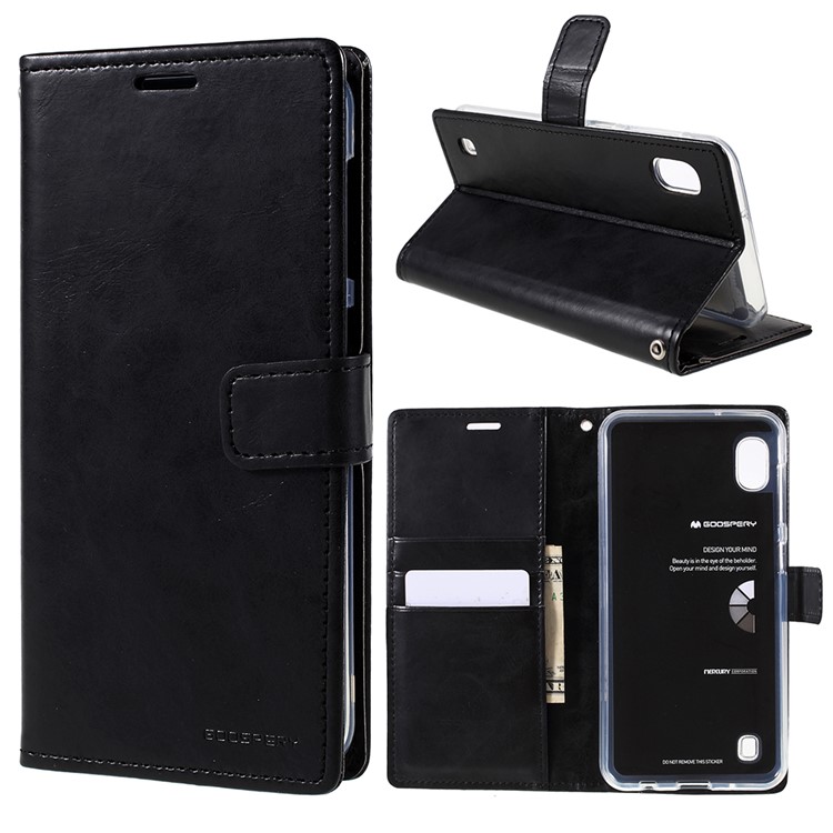 MERCURY GOOSPERY Blue Moon Wallet Leather Mobile Cover for Samsung Galaxy A10 - Black-1