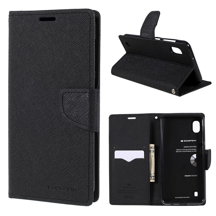 MERCURY GOOSPERY Leather Wallet Case for Samsung Galaxy A10 - Black-1