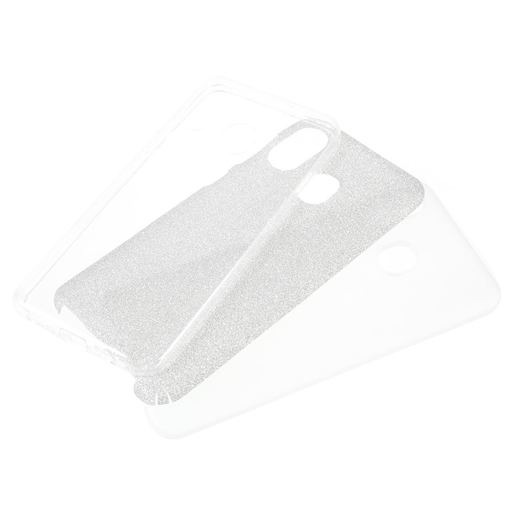 

3-in-1 Glittery Powder Paper TPU + PC Hybrid Case for Samsung Galaxy A30/A20 - Silver, Galaxy A20
