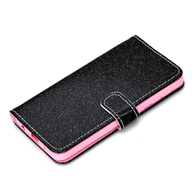 Flash Powder Leather Wallet Stand Case for Samsung Galaxy M10 - Black-3