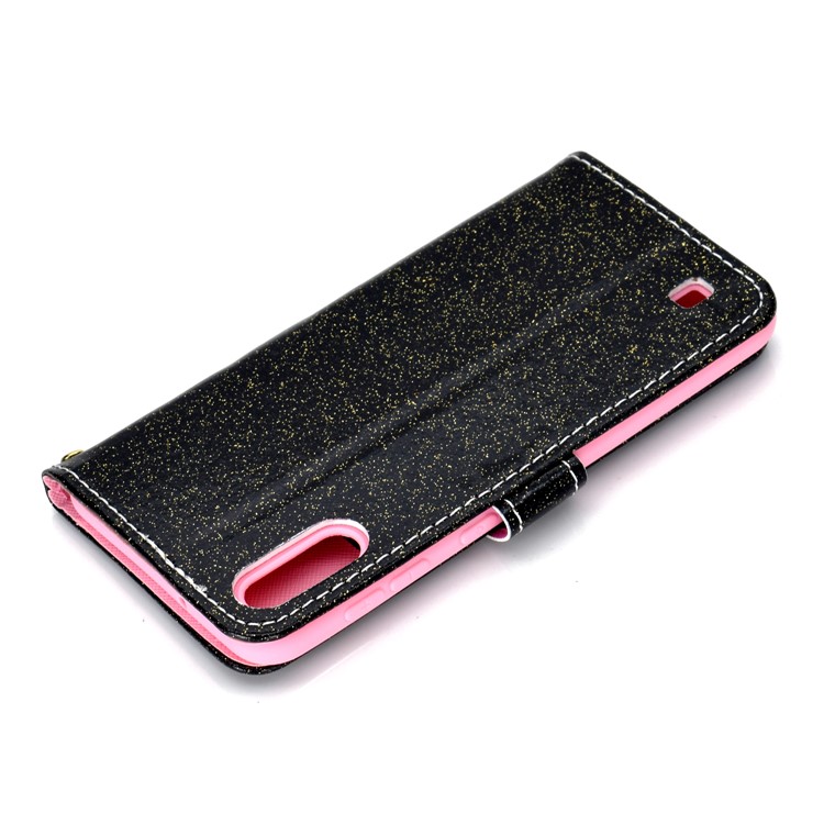 Flash Powder Leather Wallet Stand Case for Samsung Galaxy M10 - Black-4