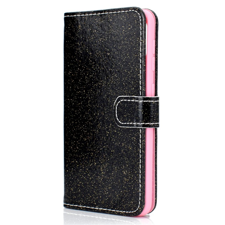 Flash Powder Leather Wallet Stand Case for Samsung Galaxy M10 - Black-5