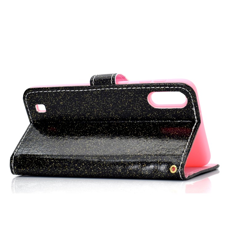 Flash Powder Leather Wallet Stand Case for Samsung Galaxy M10 - Black-7