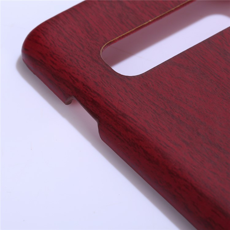 Caixa De Telefone De Madeira Dura Do Telefone Do Plutônio Revestido De Couro Do PC Da Textura Para A Galáxia S10 De Samsung - Vermelho-4
