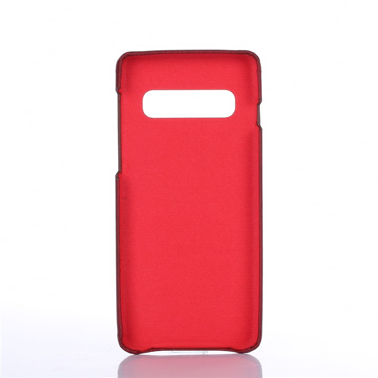 Caixa De Telefone De Madeira Dura Do Telefone Do Plutônio Revestido De Couro Do PC Da Textura Para A Galáxia S10 De Samsung - Vermelho-7