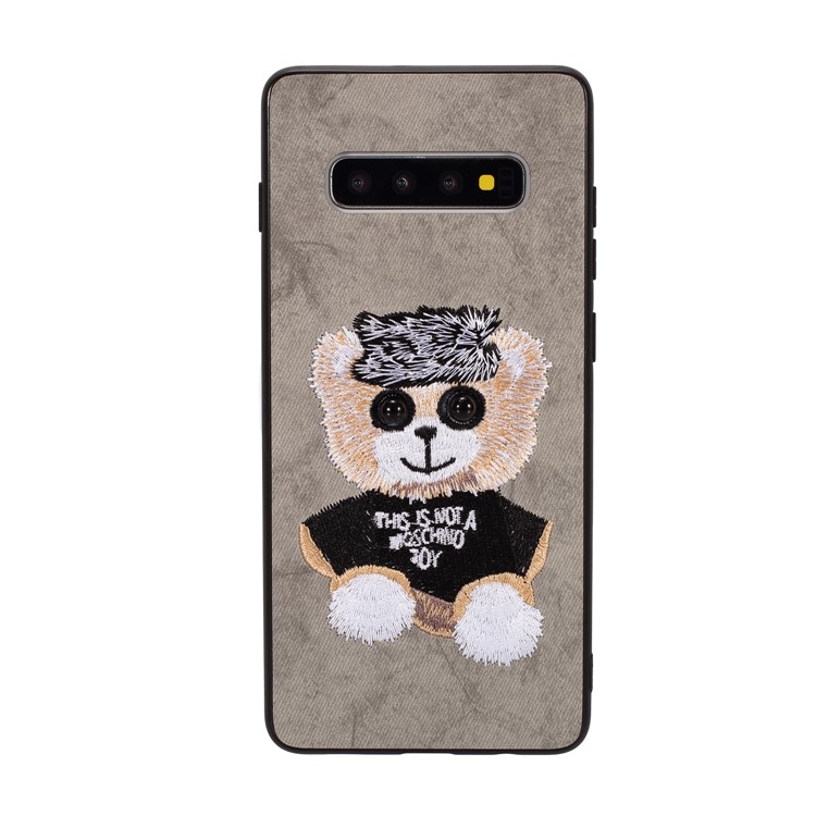 

Чехол Для Телефона С Вышивкой ТПУ Для Samsung Galaxy S10 - Серый / Медвежий Узор, Galaxy S10