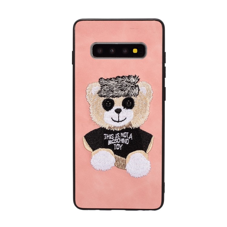 

Чехол Для Телефона С Вышивкой ТПУ Для Samsung Galaxy S10 - Розовый / Медвежий Узор, Galaxy S10