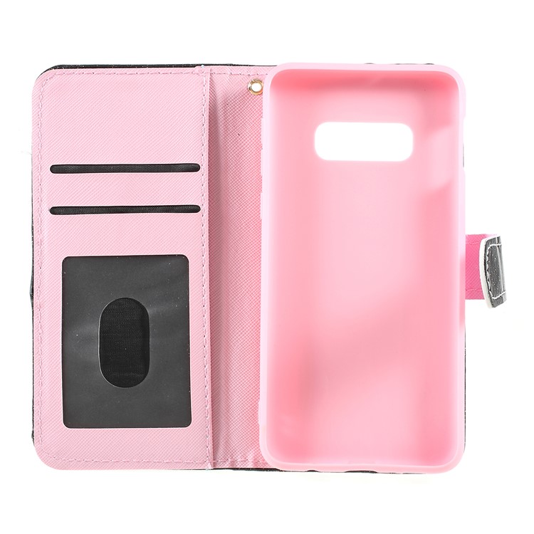 Flash Powder Wallet Stand PU Leather Mobile Cover for Samsung Galaxy S10e - Black-10