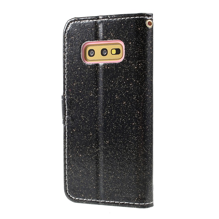 Flash Powder Wallet Stand PU Leather Mobile Cover for Samsung Galaxy S10e - Black-2