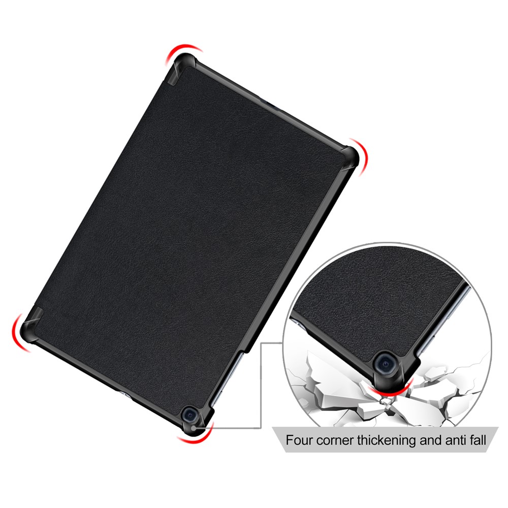 Couvercle de Comprimé de Protection en Cuir en Cuir en Cuir en Cuir PU Léger Pour Samsung Galaxy Tab A 10.1 2019 Sm-t510 / Sm-t515 - le Noir