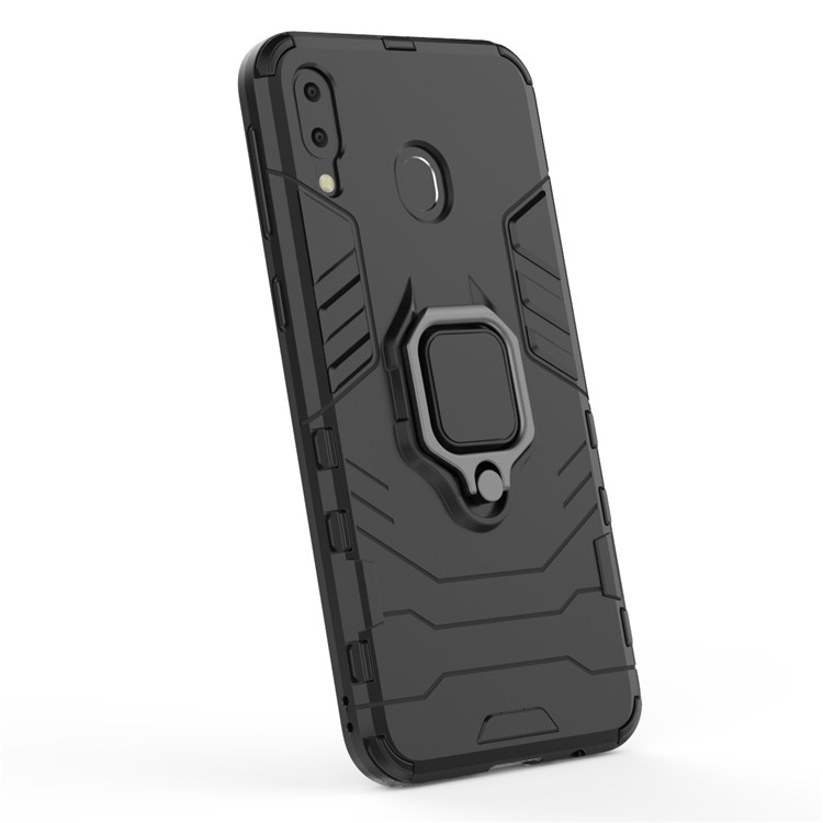 Suporte De Anel De Guarda Cool Kickstand PC Híbrido TPU Para Samsung Galaxy M20 - Preto-2