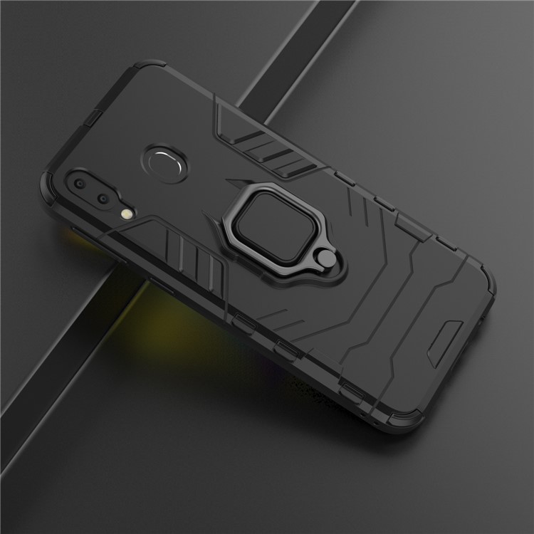 Suporte De Anel De Guarda Cool Kickstand PC Híbrido TPU Para Samsung Galaxy M20 - Preto-6