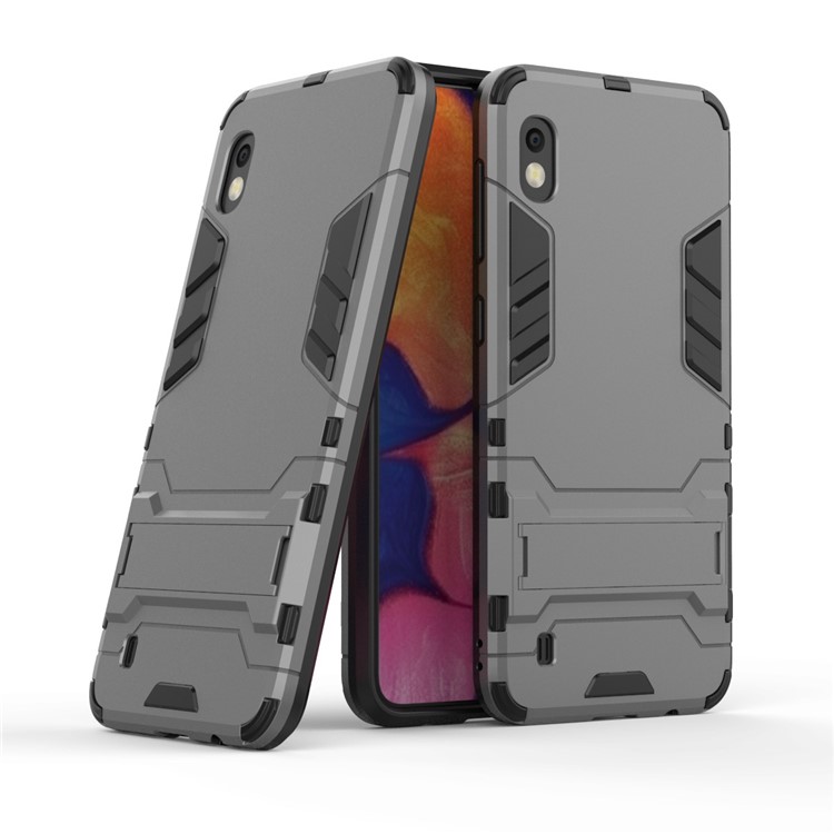 Cool Guard PC + TPU Hybrid Case with Kickstand for Samsung Galaxy A10 - Grey-1