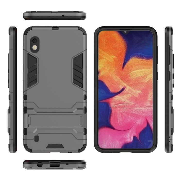 Cool Guard PC + TPU Hybrid Case with Kickstand for Samsung Galaxy A10 - Grey-2