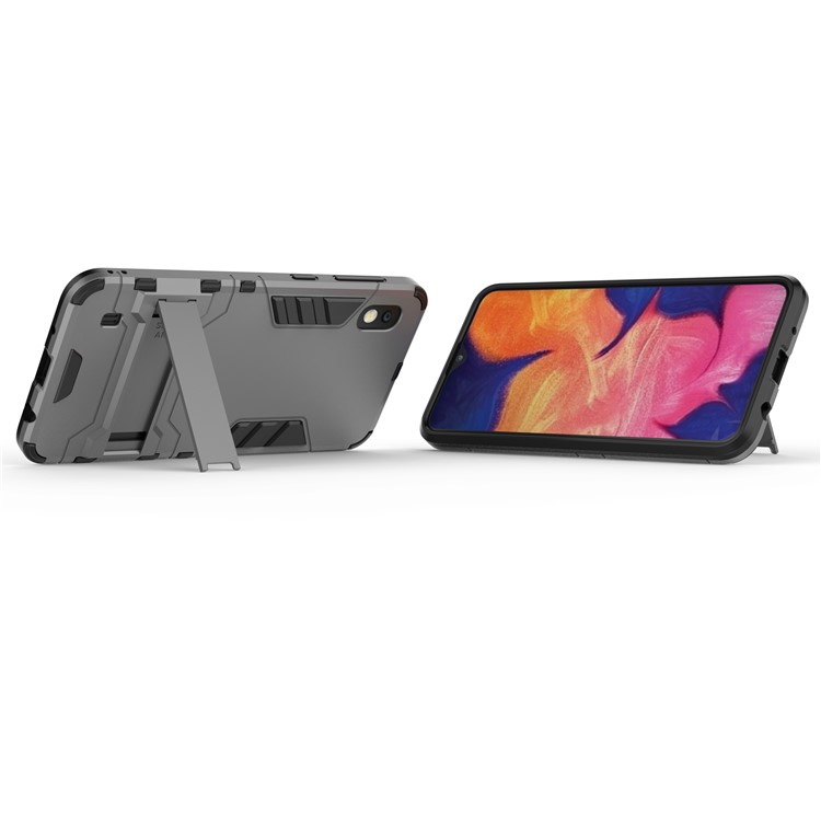 Cool Guard PC + TPU Hybrid Case with Kickstand for Samsung Galaxy A10 - Grey-3