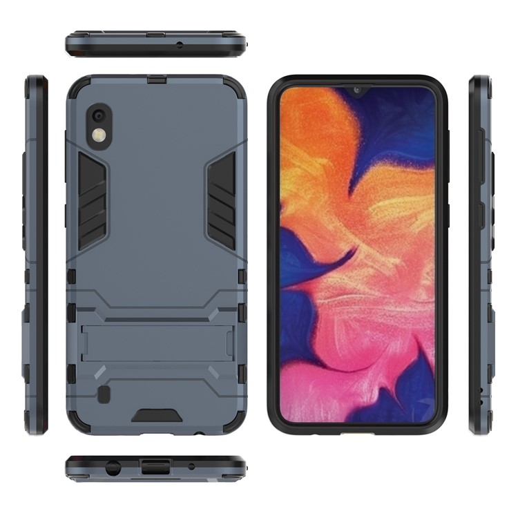 Cool Guard PC + TPU Hybrid Case with Kickstand for Samsung Galaxy A10 - Dark Blue-2