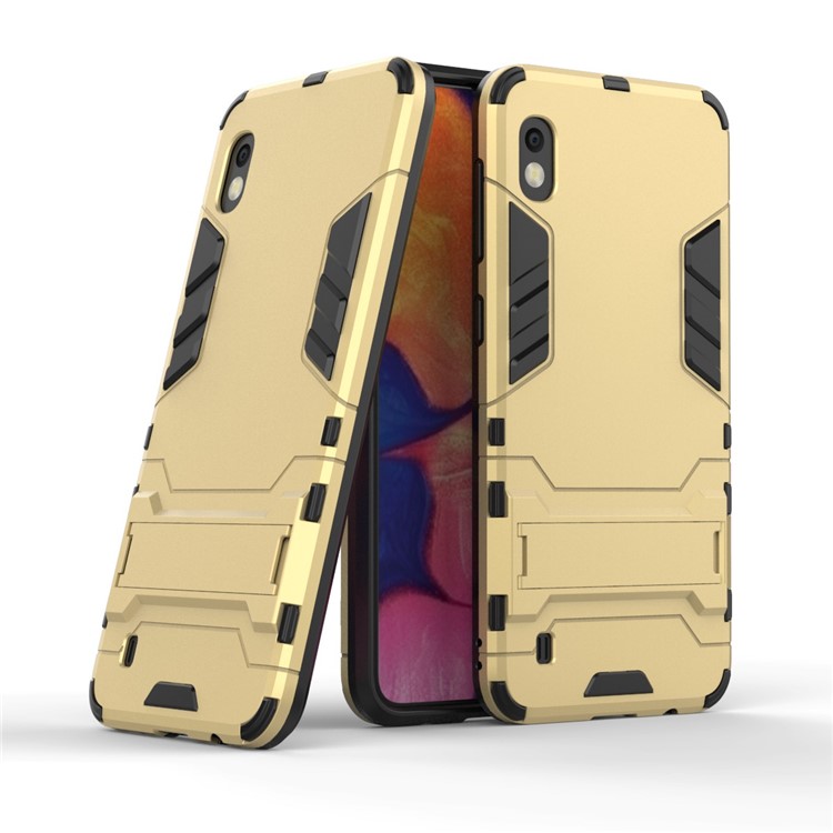 Cool Guard PC + TPU Hybrid Case with Kickstand for Samsung Galaxy A10 - Gold-1