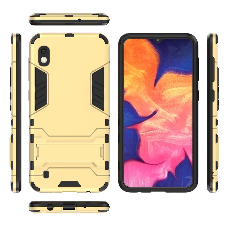 Cool Guard PC + TPU Hybrid Case with Kickstand for Samsung Galaxy A10 - Gold-3